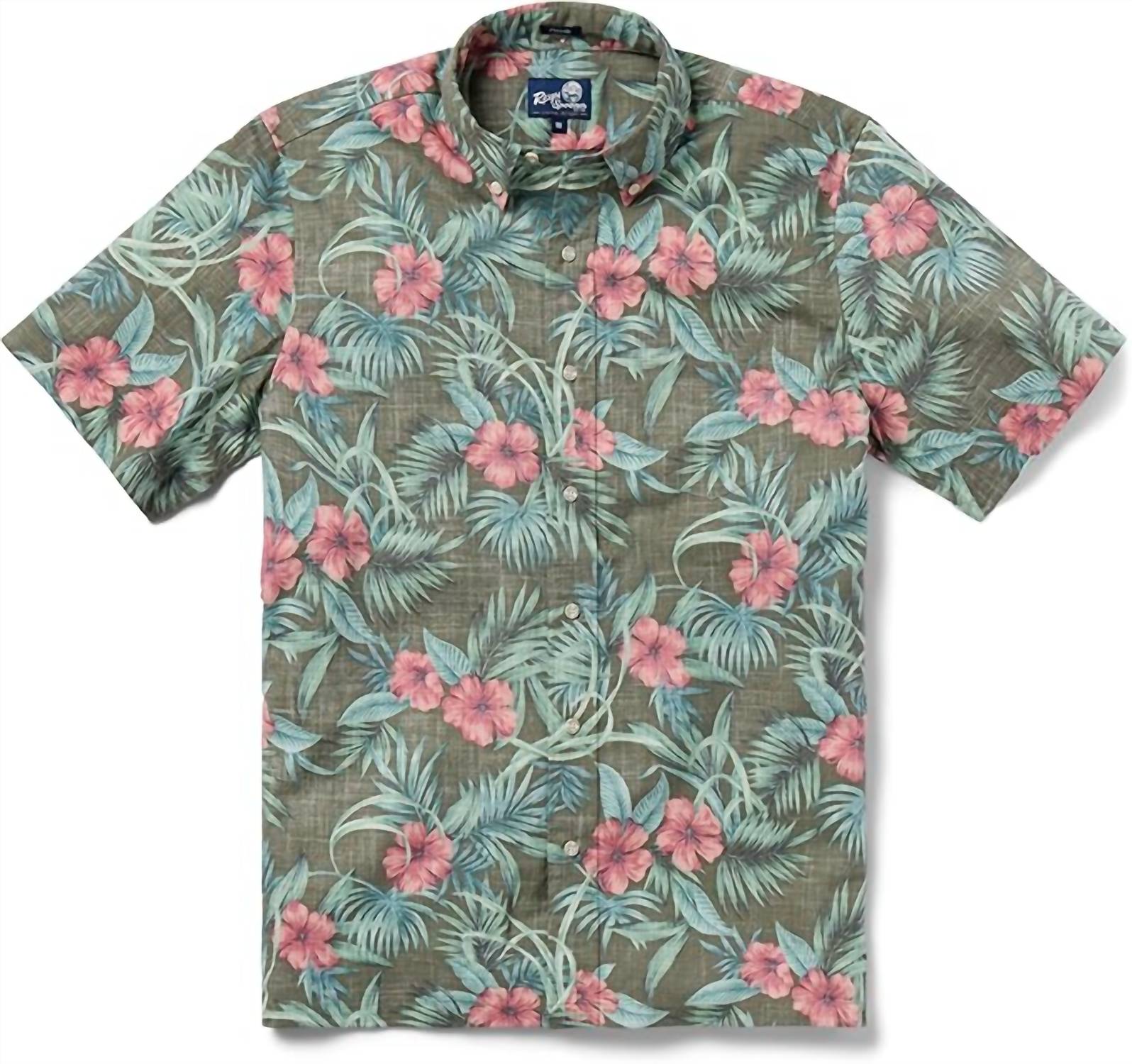 Reyn Spooner - Palm Floral Hibiscus Button Front Hawaiian Aloha Shirt