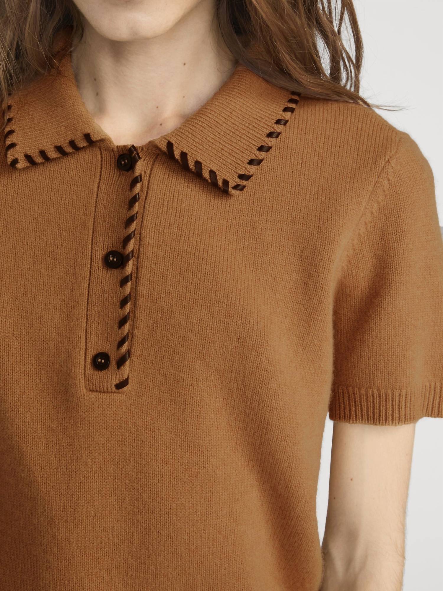 Frame - Leather Stitch Polo Shirt