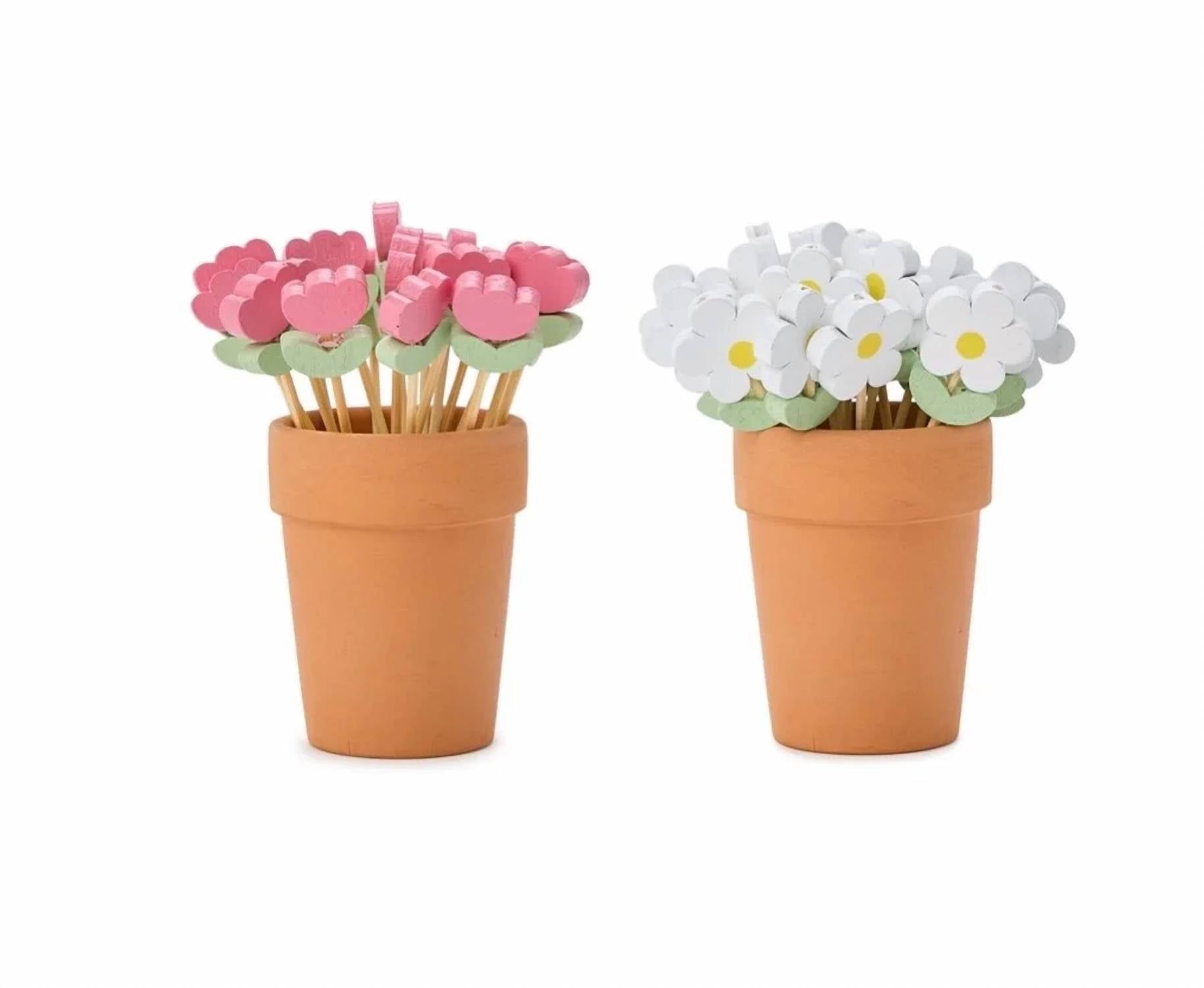Two'S Company - Garden Blooms Cocktail Picks In A Pot