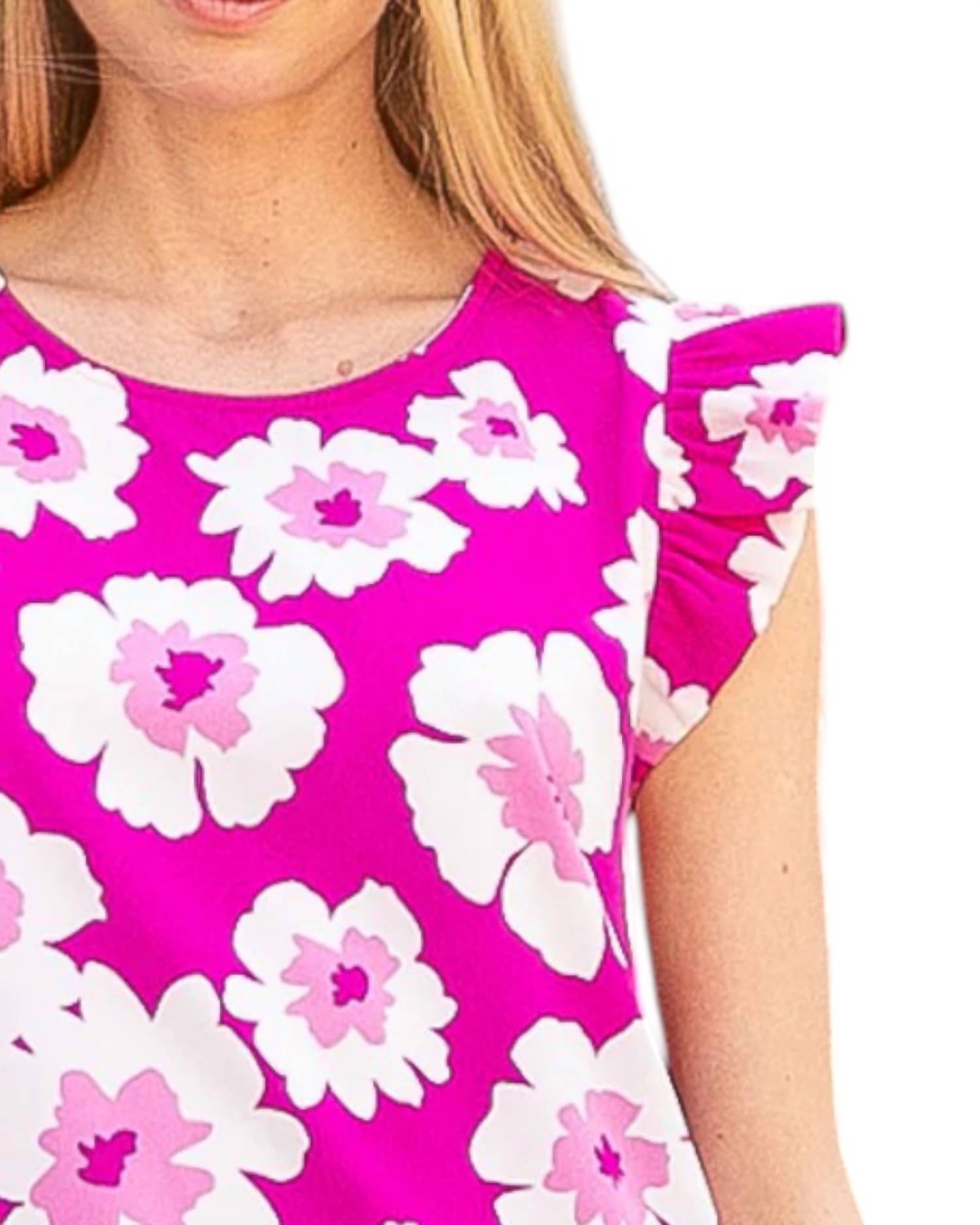 Les Amis - Ruffle Sleeve Floral Blouse