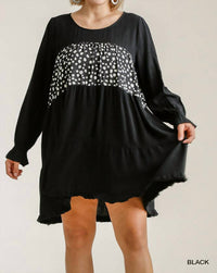 Umgee - Spotted Tiered Fringe Dress