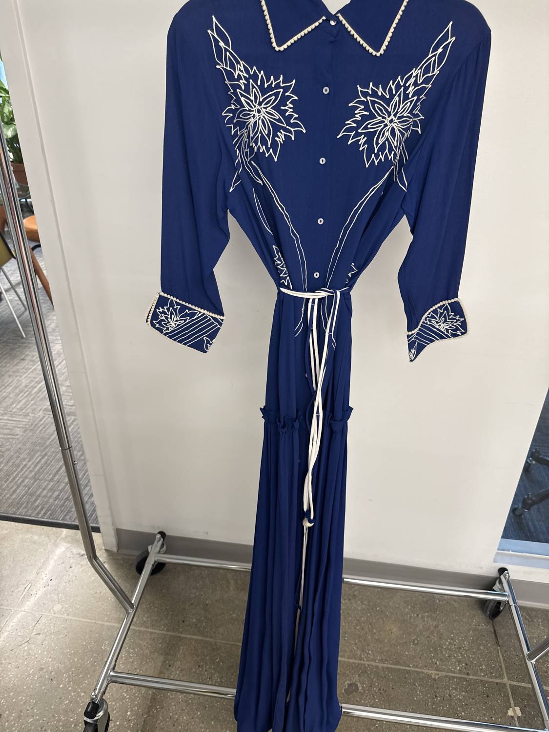 STREE Women's Embroidered Dress in blue and white - women's dress