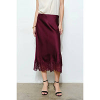 INA Fashion Silky Lace Hemmed Midi Skirt in wine - women's skirt - view 4