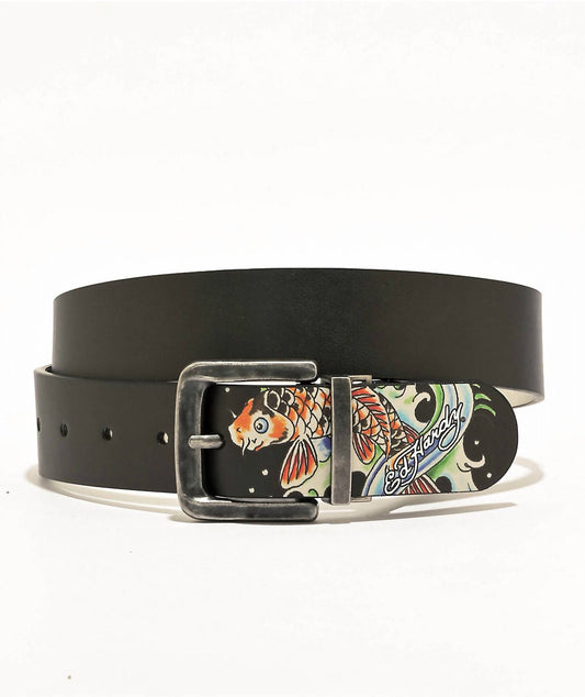 Ed Hardy - Men's 38mm Coi And Skull Reversible Belt
