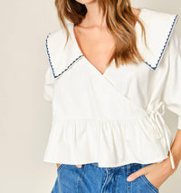 Aaron & Amber - Willow Embroidered Sailor Collar Blouse