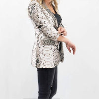 Venti6 - Ruched Sleeve Snakeskin Blazer