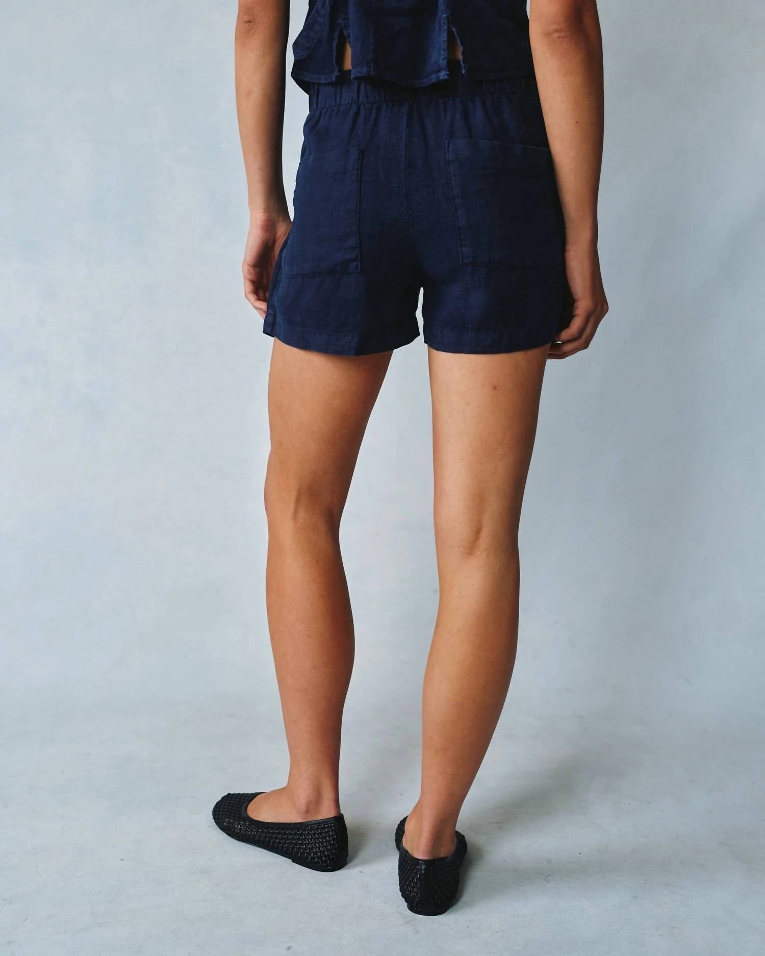 Bella Dahl Pleated Shorts in navy - women's shorts - view 4