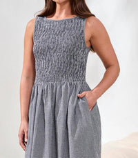 Tribal - Sleeveless Gingham Dress With Ruched Bustier