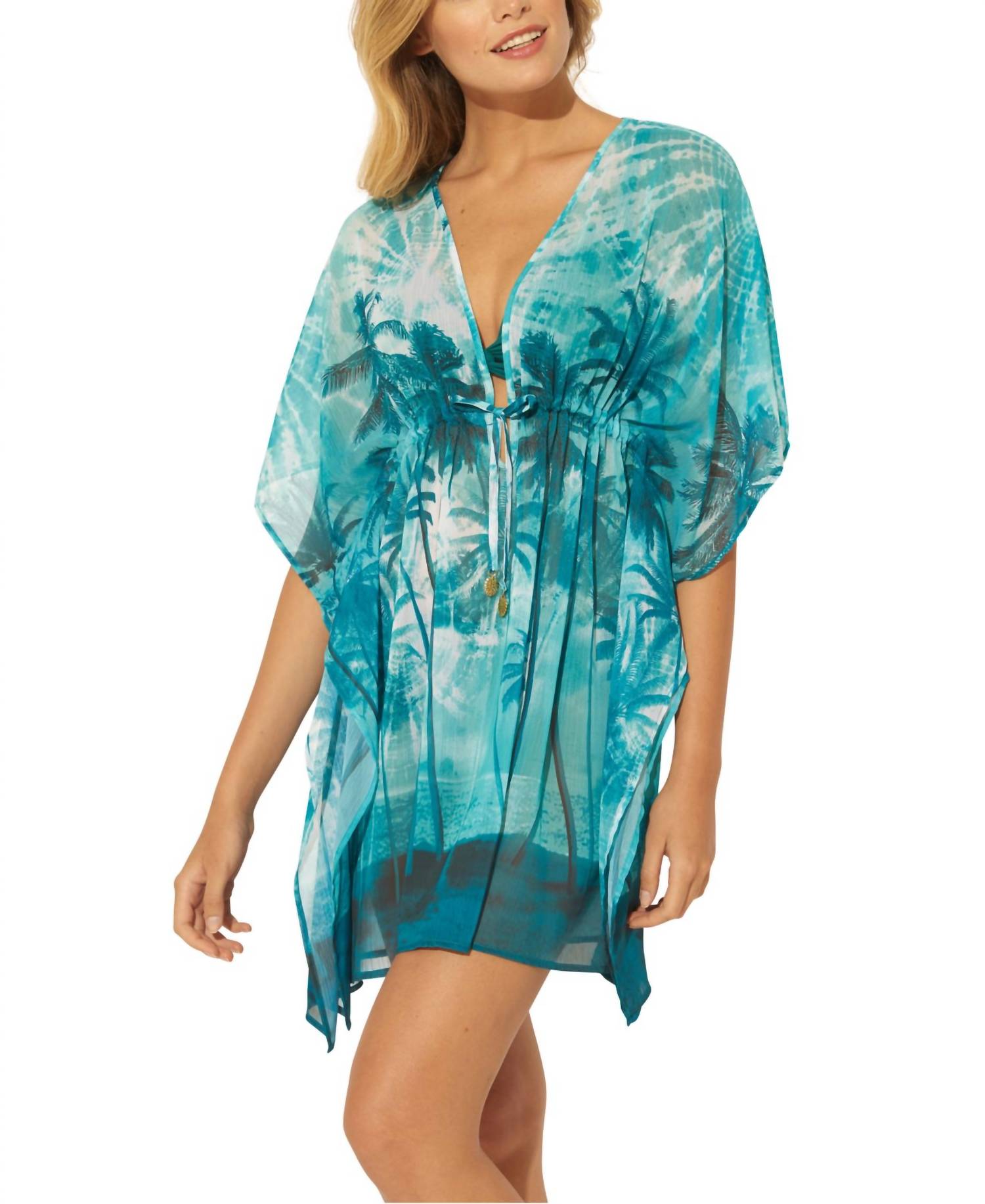 Bleu Rod Beattie - Tropical Palm Tree Caftan Cover-Up