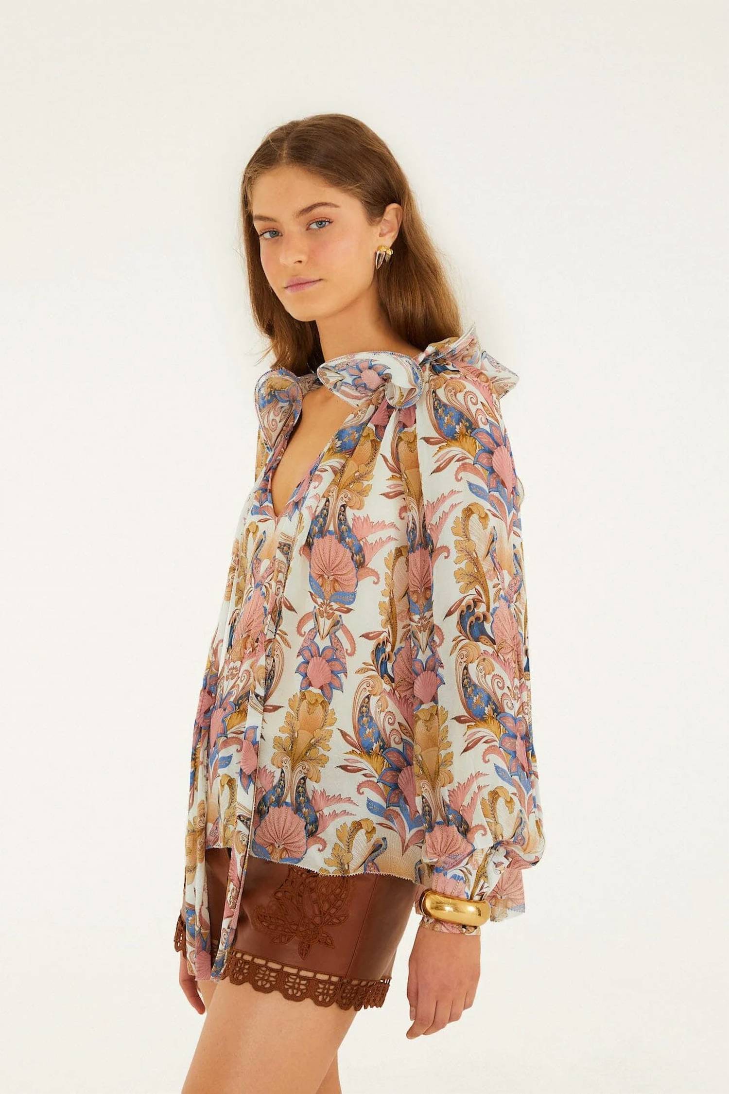 Farm Rio - Ruffled Long Sleeve Blouse
