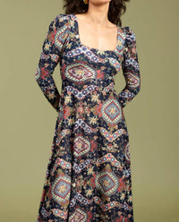 SMITH & QUINN Isadore Dress in autumn tapestry - women's dress - detail view