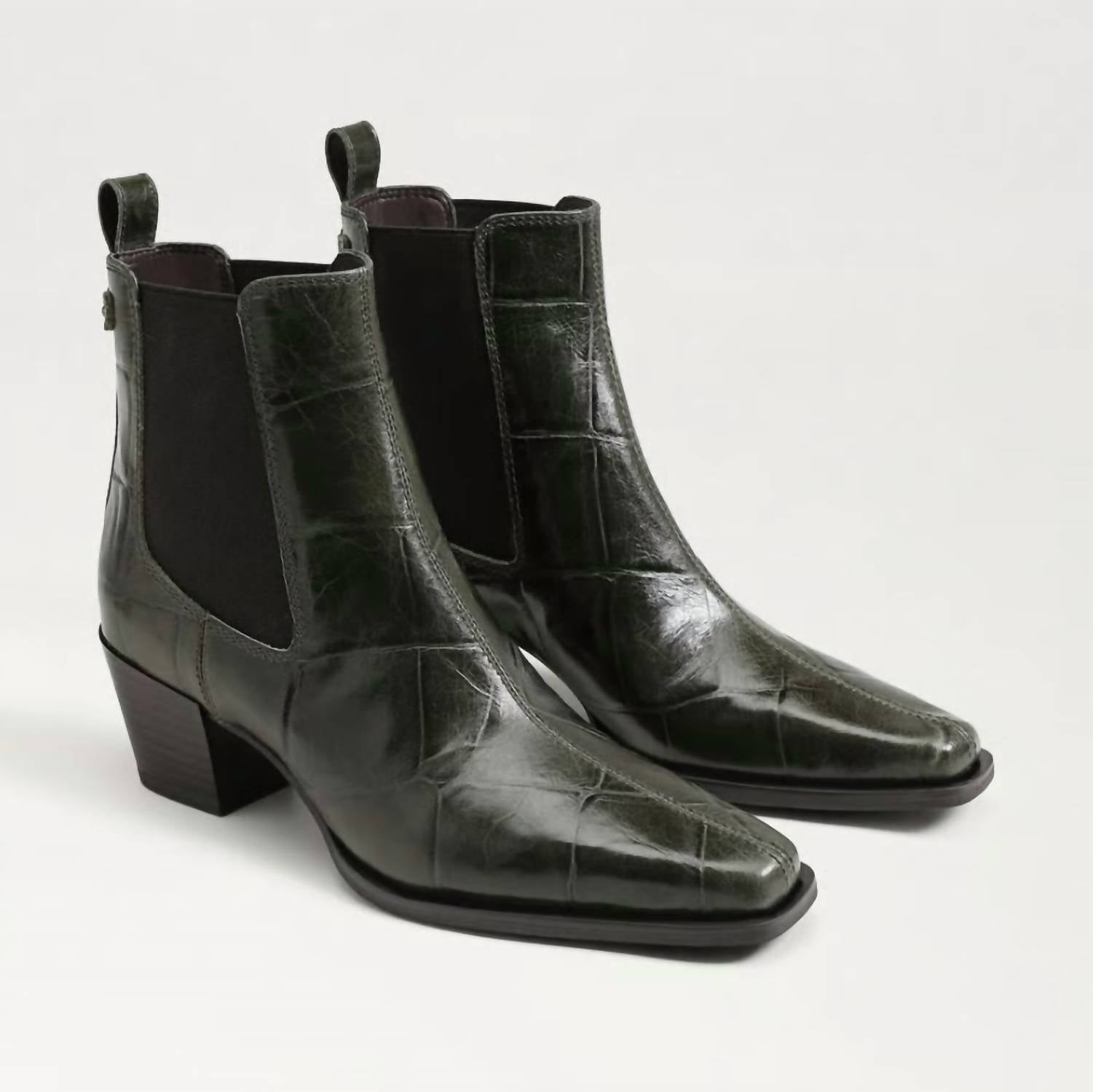 Sam Edelman Women's Ashtyn 2 Ankle Bootie in deep olive croco leather - women's shoe