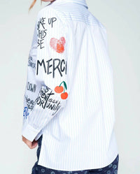 Vilagallo - Striped Graffiti Blouse