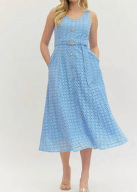 Entro - Button Down Belted Tank Midi Dress