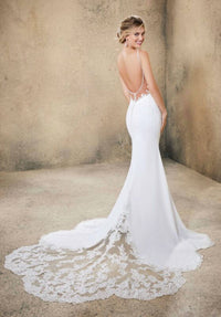 MORILEE Rasia Petal Train Wedding Dress in ivory nude - women's dress - alternate view