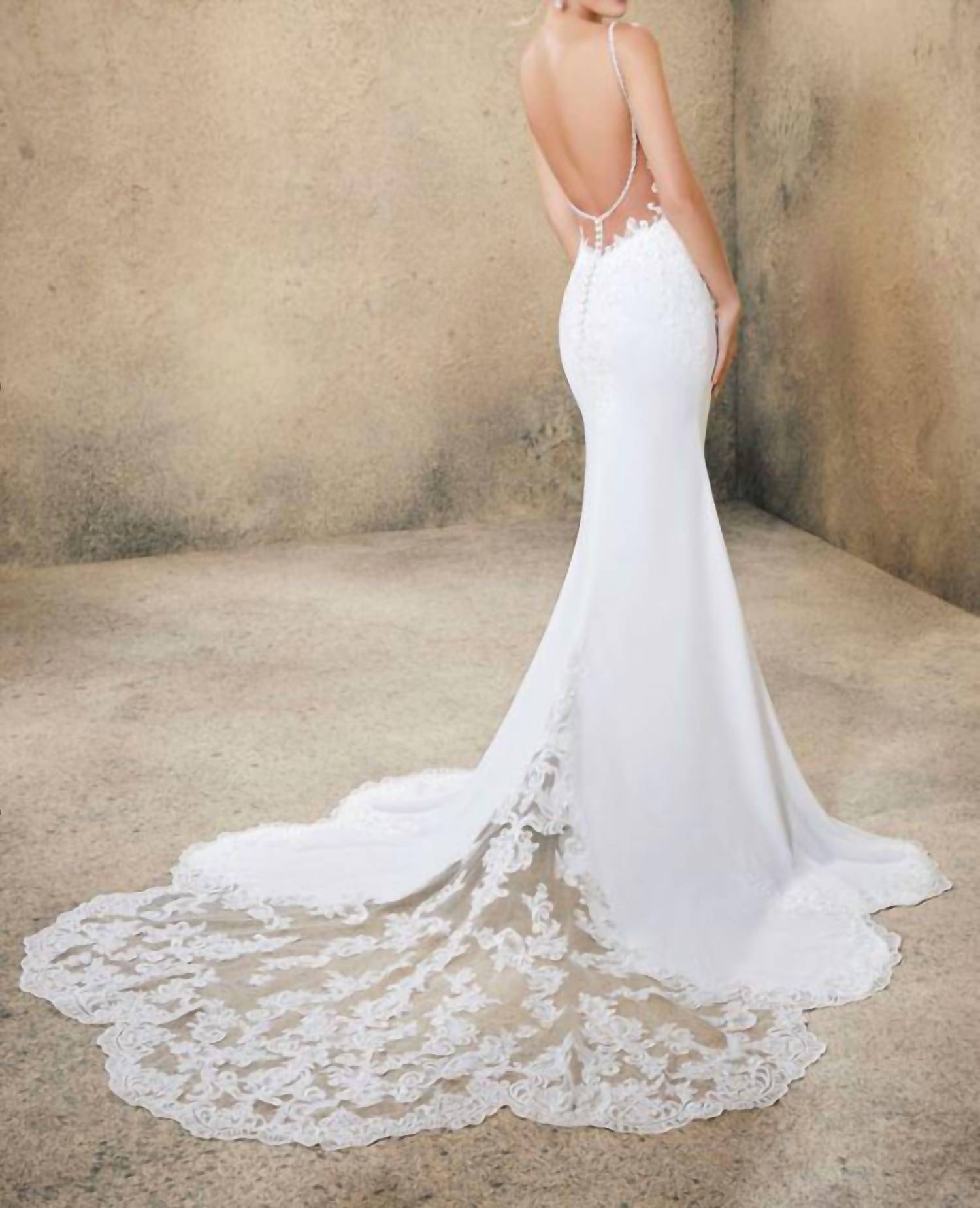 MORILEE Rasia Petal Train Wedding Dress in ivory nude - women's dress - detail view