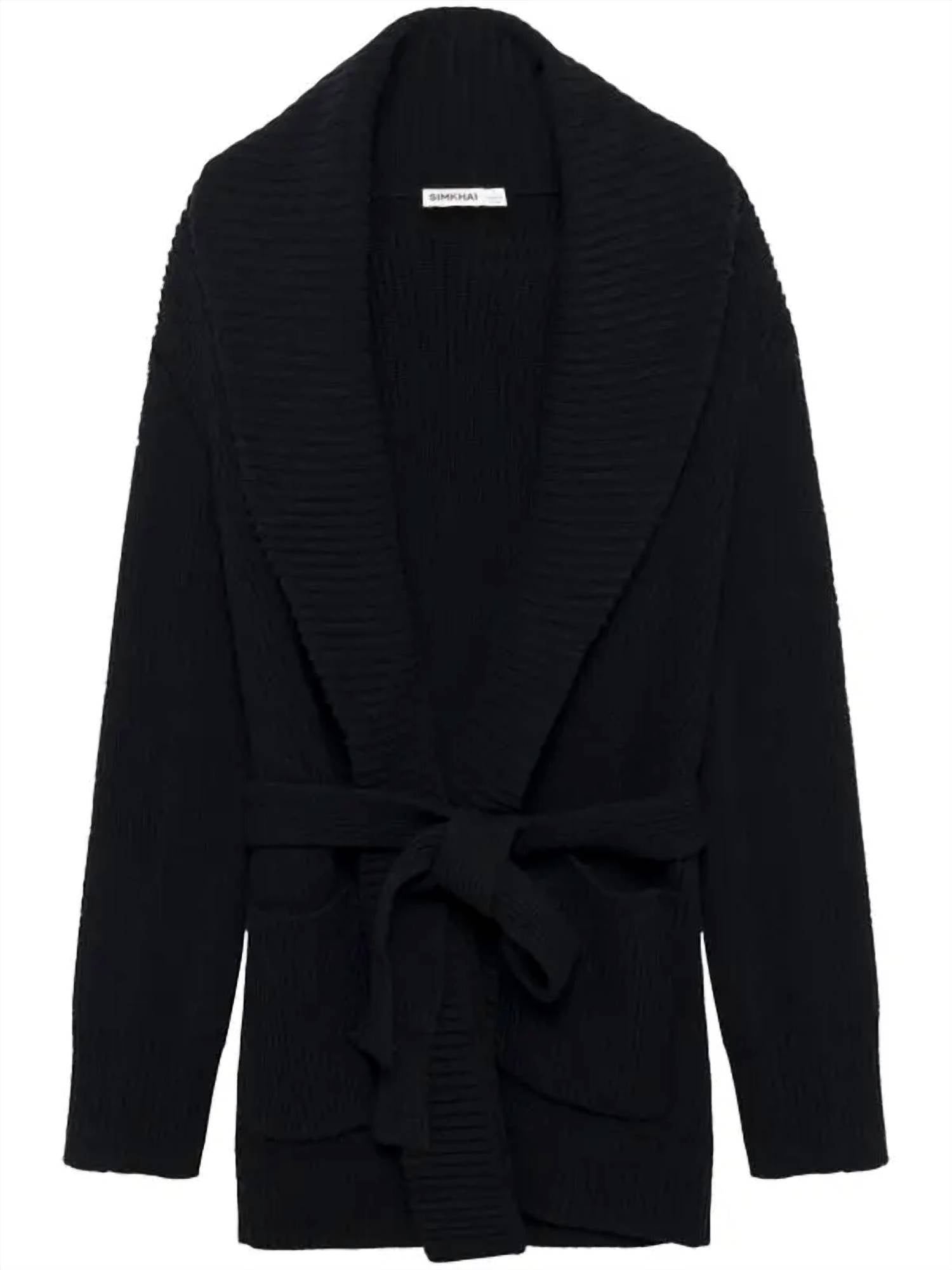 SIMKHAI Romani Cardigan in black - women's cardigan - alternate view