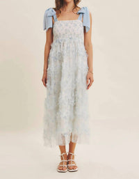 In February - Textured Floral Smocked Midi Dress