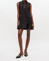 GANNI Twill Suiting Mini Dress in black - women's dress