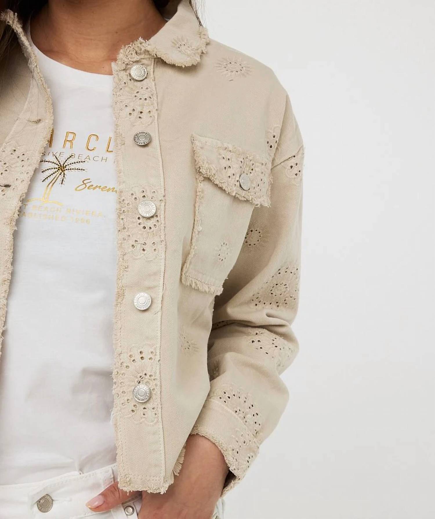 Esqualo - Judith Jacket With Embroidery Flowers