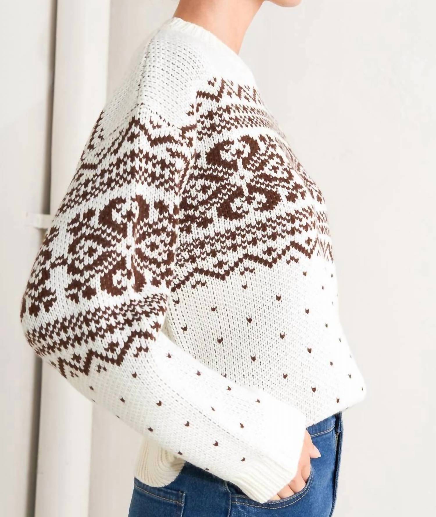 Flying Tomato - Snowflake Glam Pullover Sweater Top