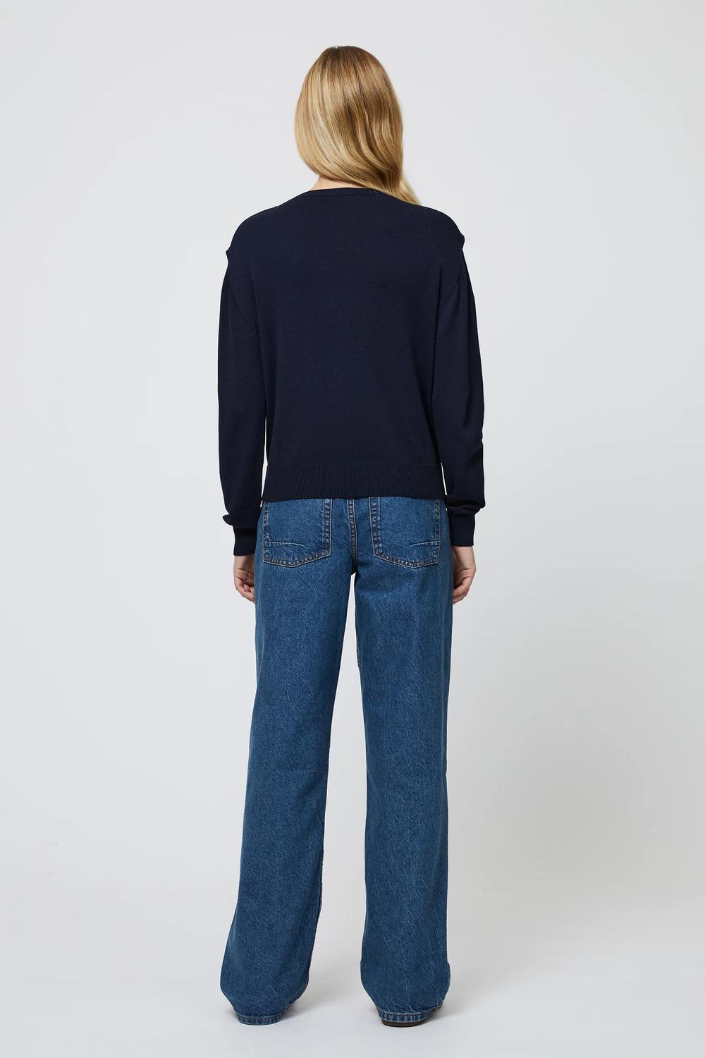 FRENCH CONNECTION Cashmere Blend Tie Sweater in marine - women's sweater - alternate view
