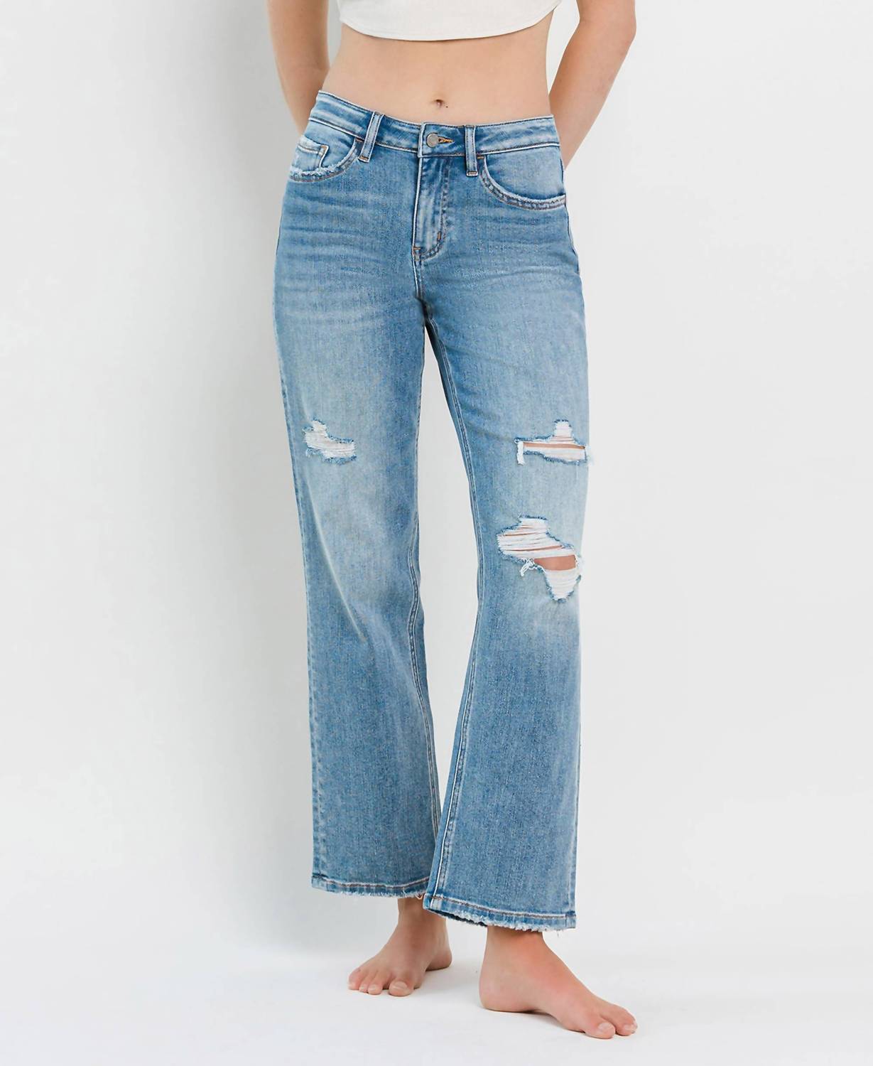 Vervet By Flying Monkey - Distressed Straight Leg Jeans