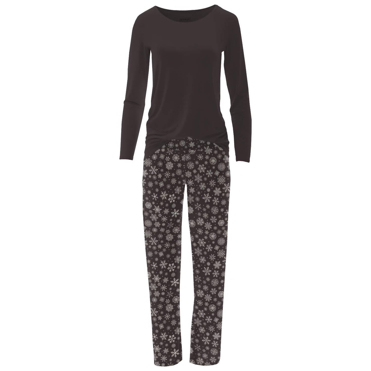 Kickee - Women's Long Sleeve Relaxed Tee & Pajama Pants Set
