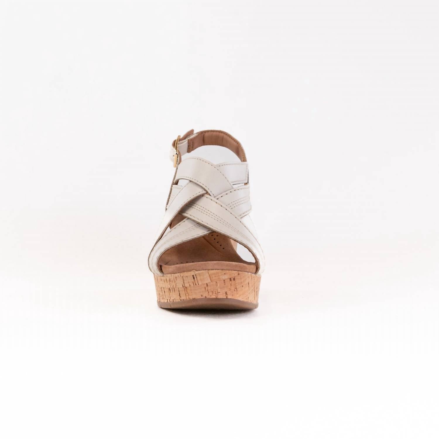 Clarks Women's Sabina Sling Cork-wrapped Wedge in creme leather - women's sandal - alternate view