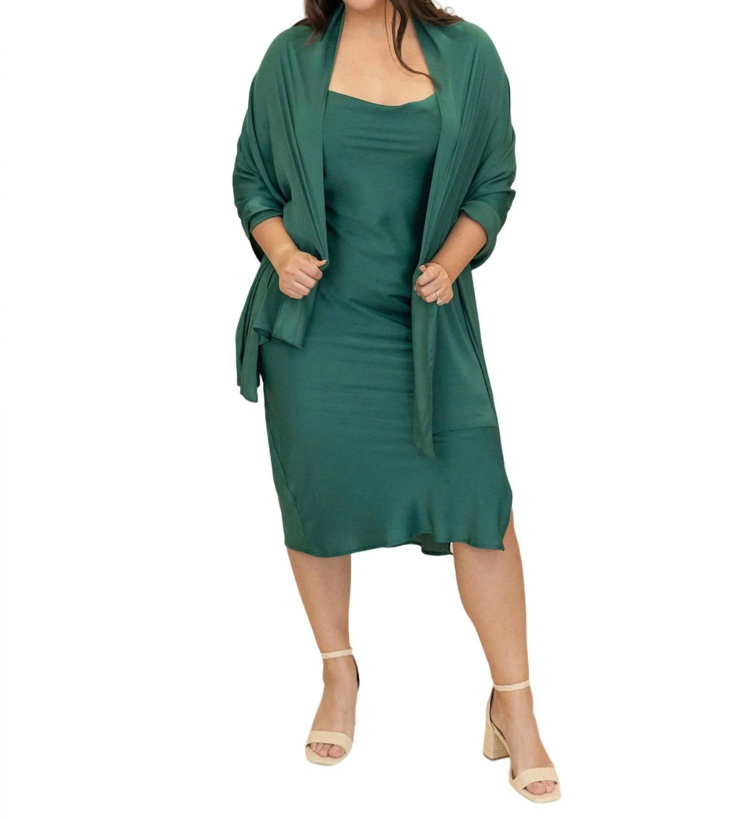 Sadie & Sage - Mirage Cowl Neck Midi Dress With Shawl