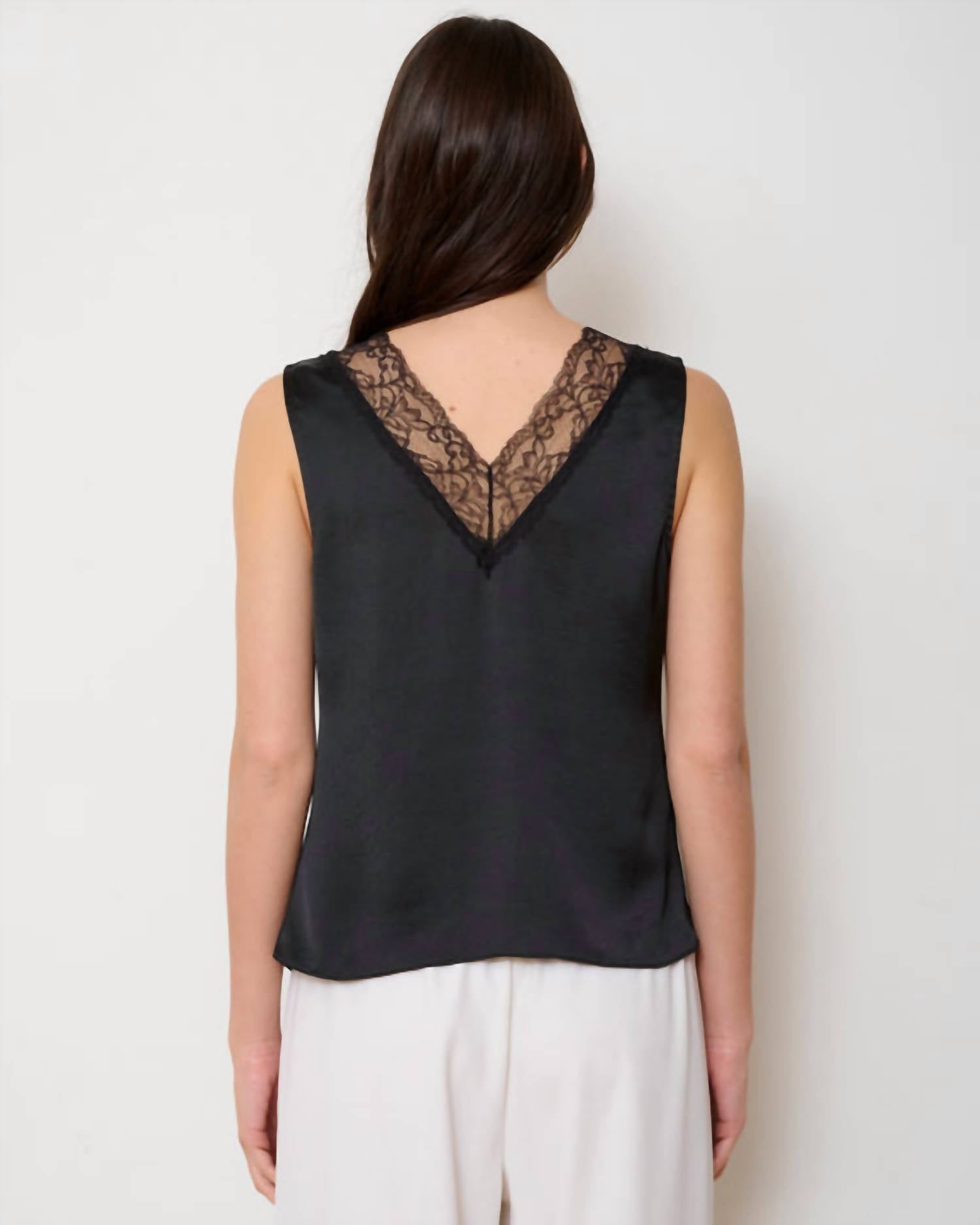 WE-AR4 Cabaret Camisole Top in black - women's shirt - detail view