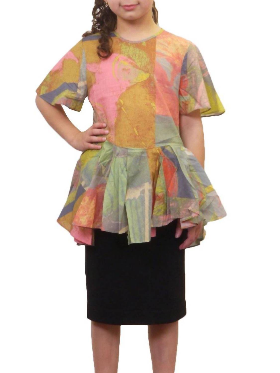 Bottom Ruffles Short Sleeve Shirt