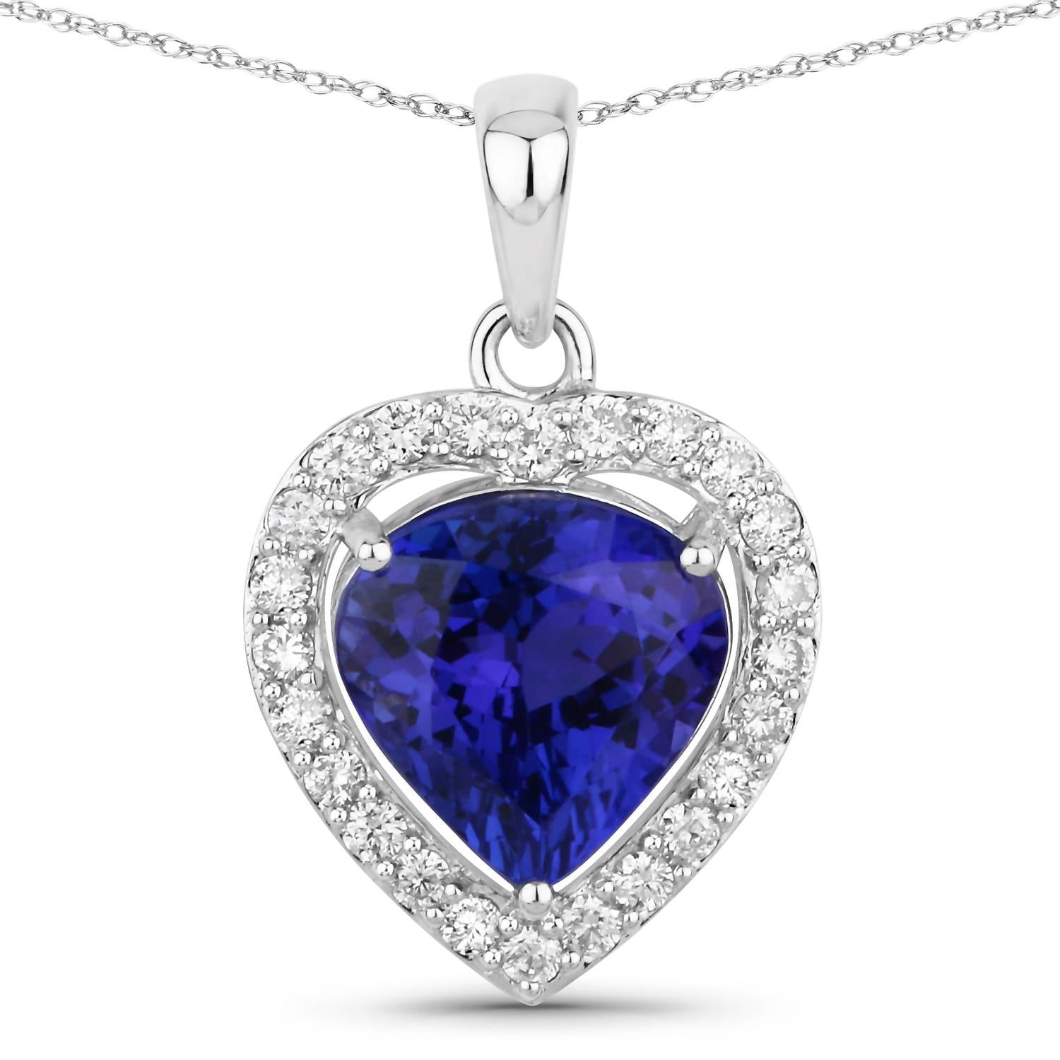 Diana M Jewels Women's Heart Natural Tanzanite Pendant Necklace (3.74 Ct) - Signature Plus in 14k white gold - women's jewelry