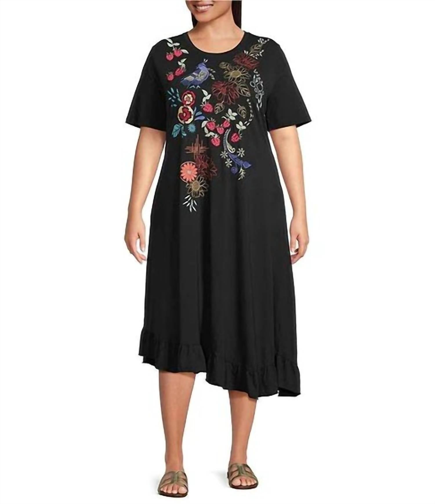 Johnny Was - Cora Asymmetric Ruffle Flounce Short Sleeve Dress - Plus