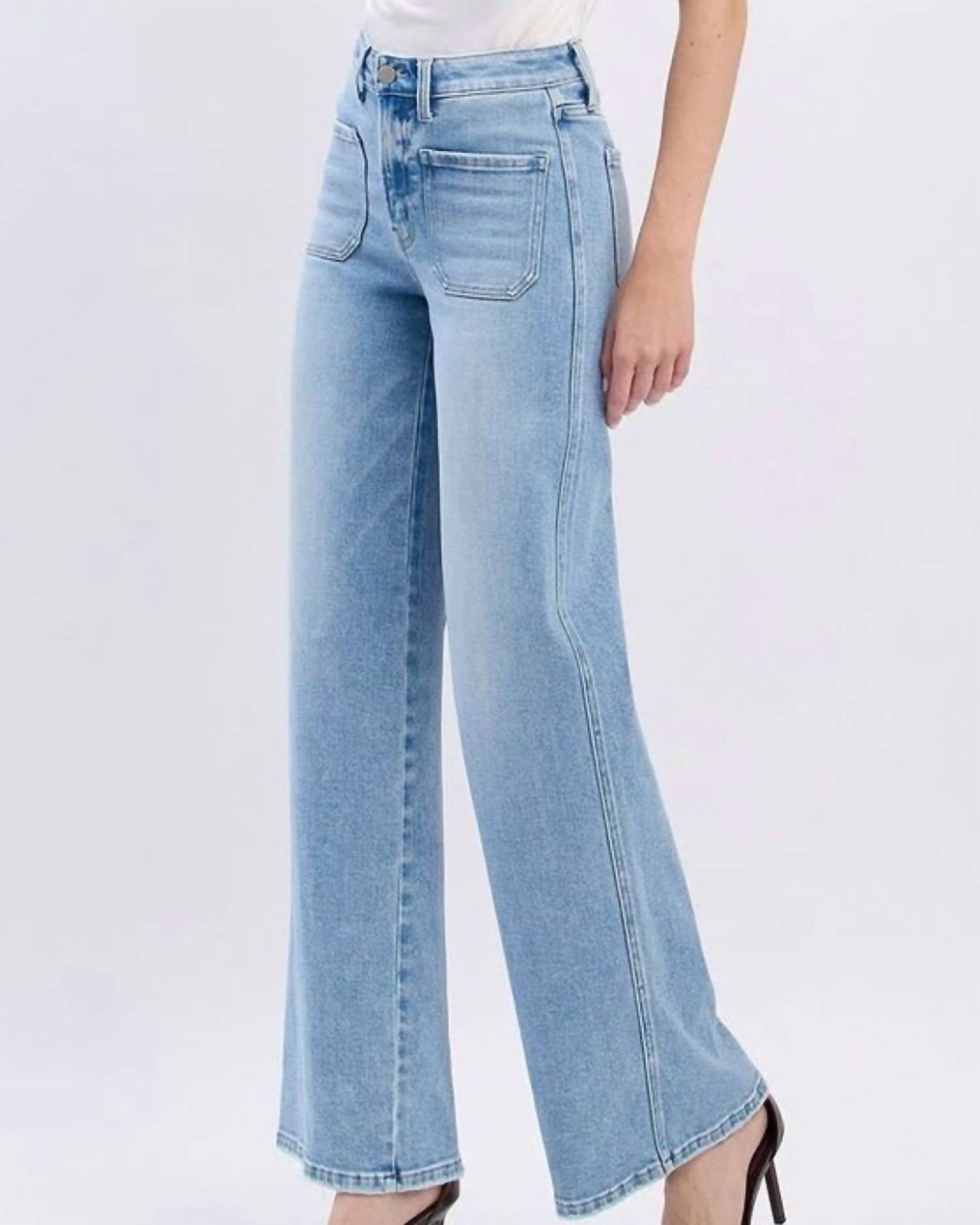 Flying Monkey - High Rise Patch Pocket Wide Leg Jean