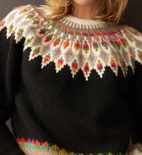 En Creme - Fern & Feather Pattern Knit Sweater