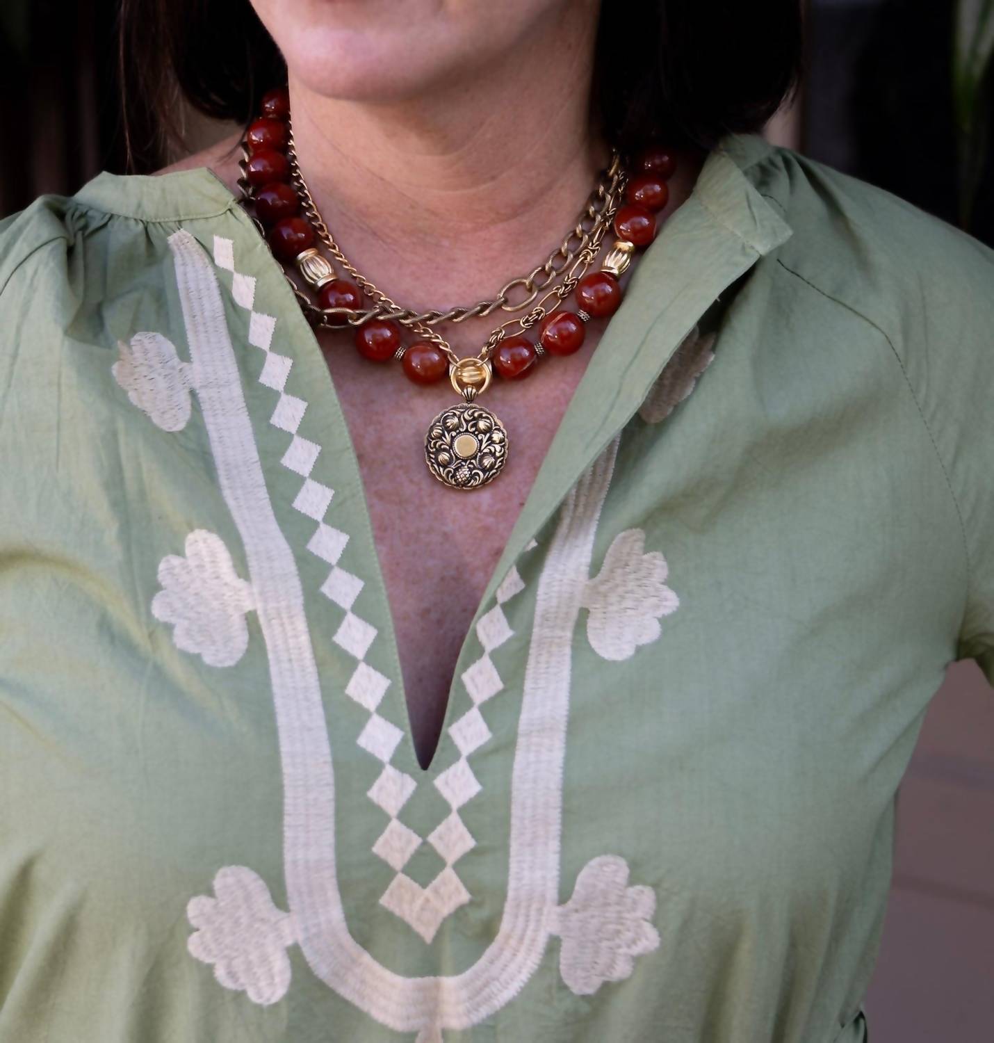 Exvoto - Jules Caftan With Embroidery Dress