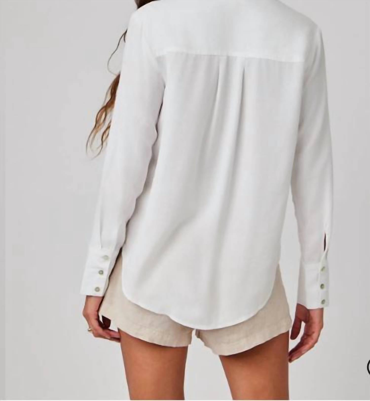 Bella Dahl Pintuck Button Down Shirt in white - women's shirt - detail view