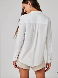 Bella Dahl Pintuck Button Down Shirt in white - women's shirt - alternate view