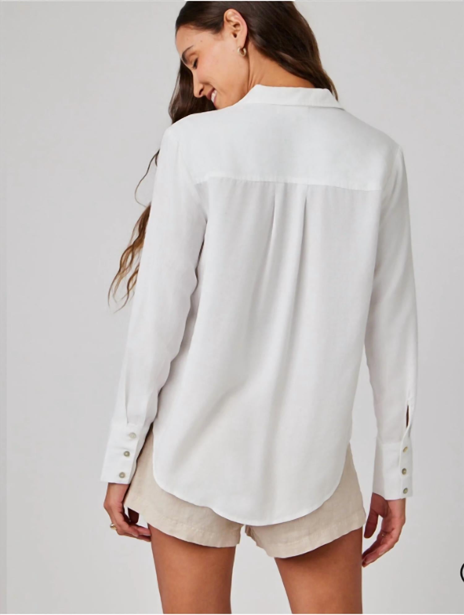 Bella Dahl Pintuck Button Down Shirt in white - women's shirt - alternate view