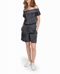 Nicole Miller - Garment Dyed Off The Shoulder Romper