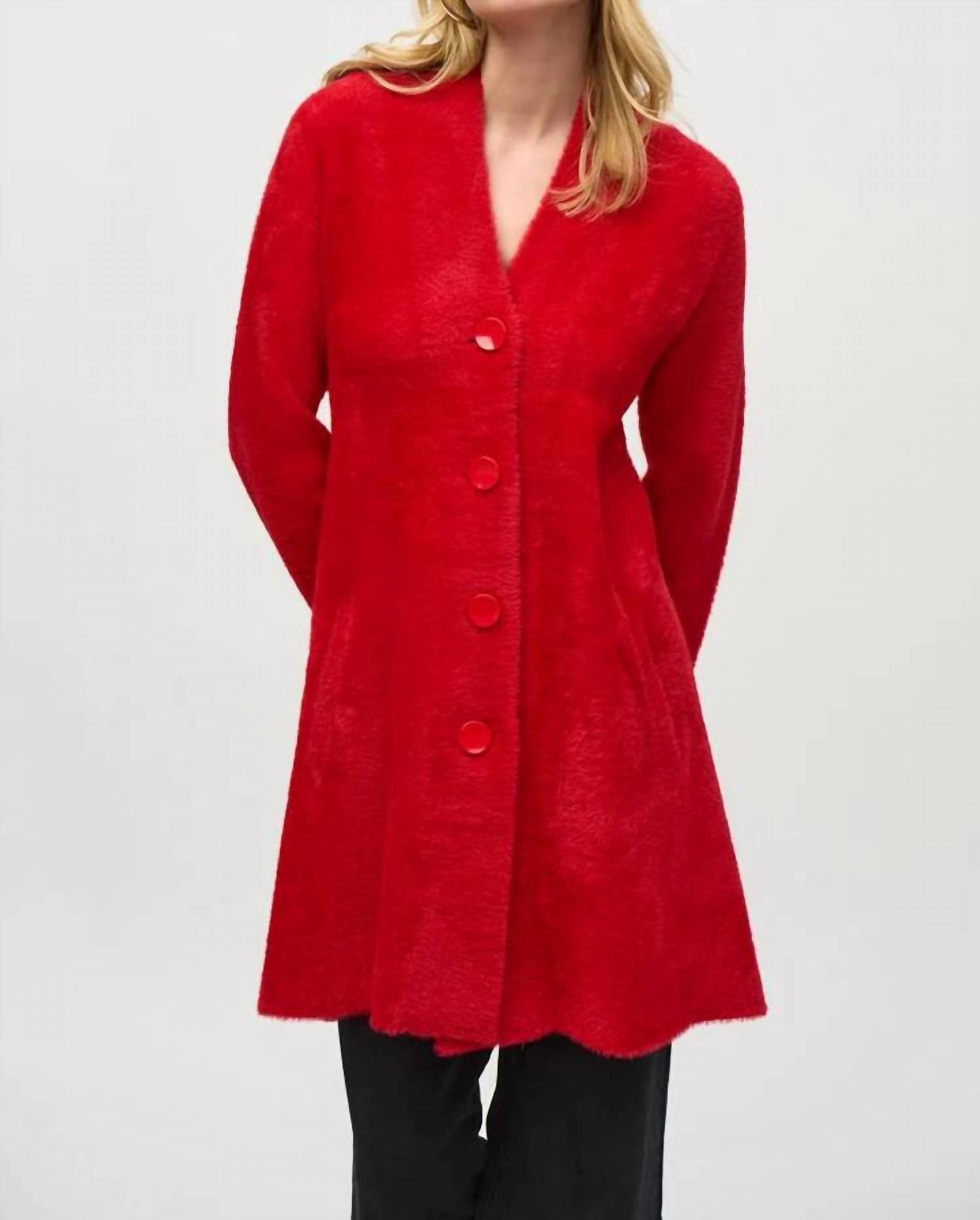 Joseph Ribkoff - Fuzzy Button-down Long Coat