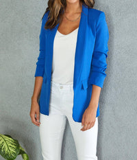 Venti6 - Women's Three-Quarter Ruched Sleeves Blazer
