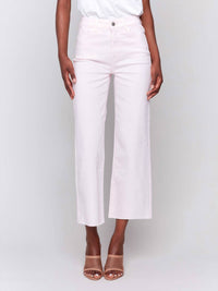 Charlie B - Wide Leg Twill Pants With Raw Edge