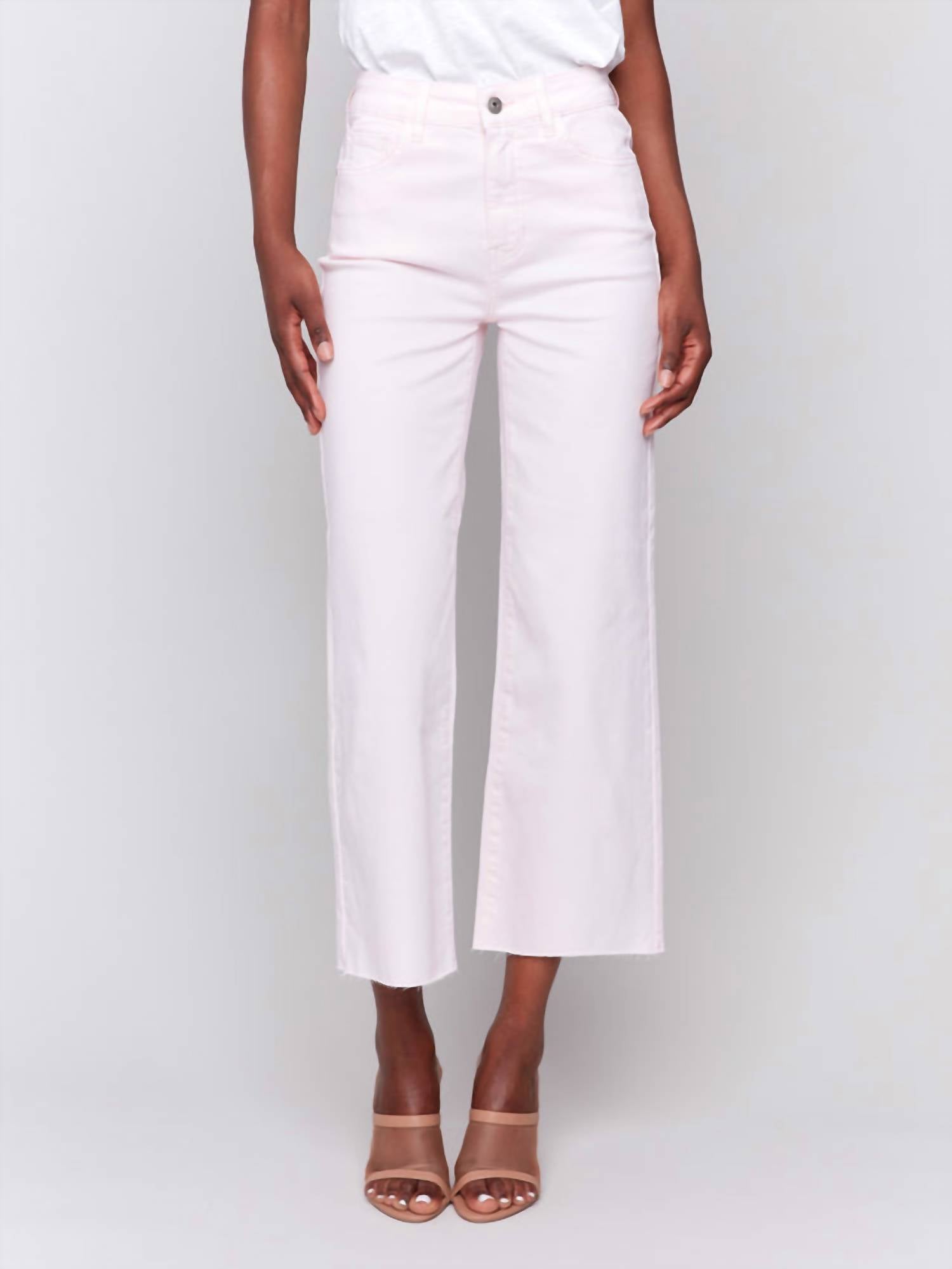 Charlie B - Wide Leg Twill Pants With Raw Edge