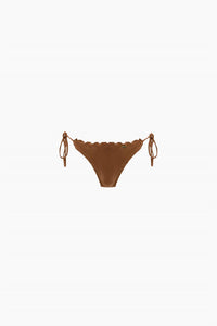 Luli Fama Cosita Buena Wavey Full Ruched Tie Side Bikini Bottom in brown - women's swimwear - view 4