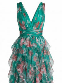 Minuet - Women's V-neck Mesh Layered Dress