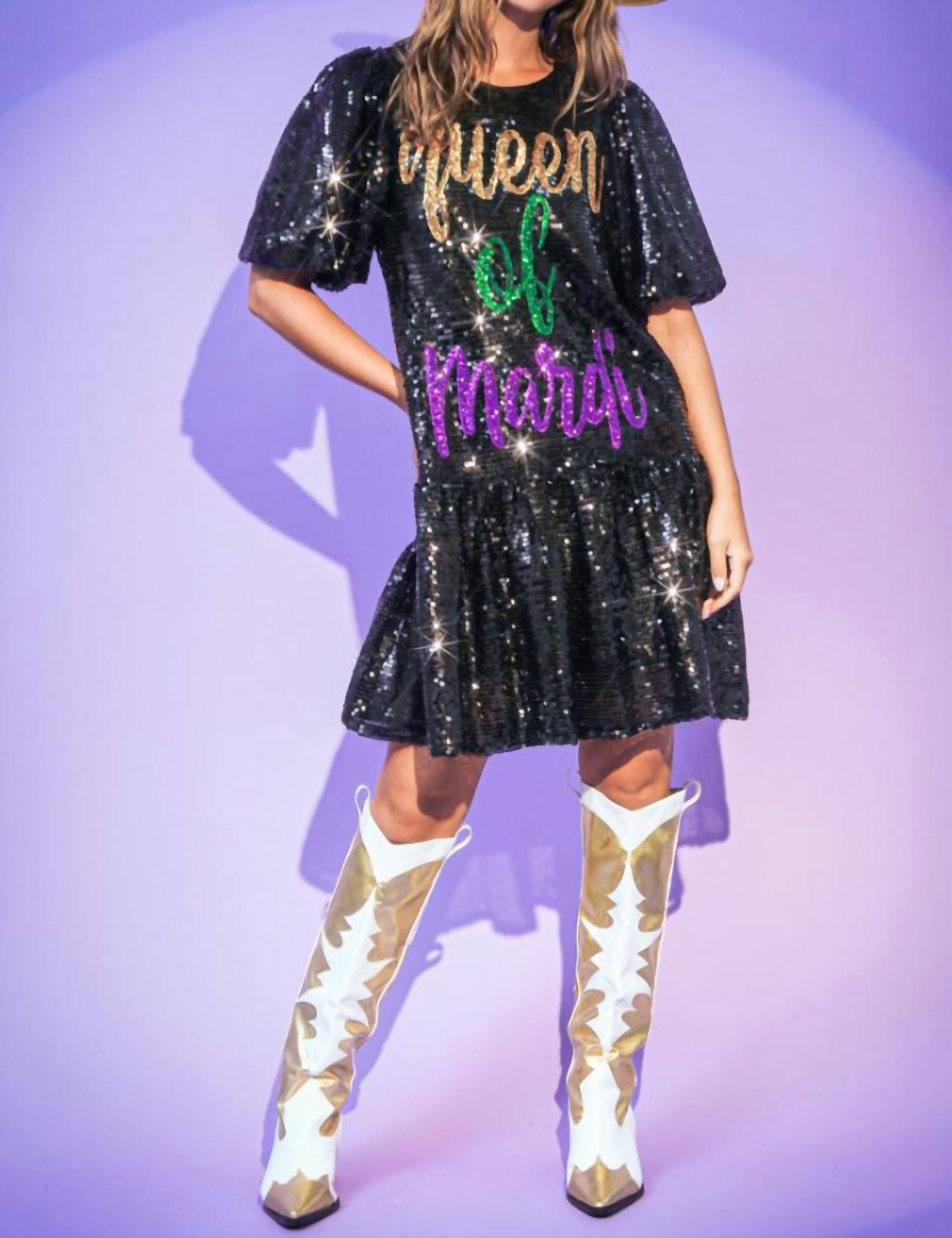 Peach Love - SPARKLY QUEEN OF MARDI DRESS