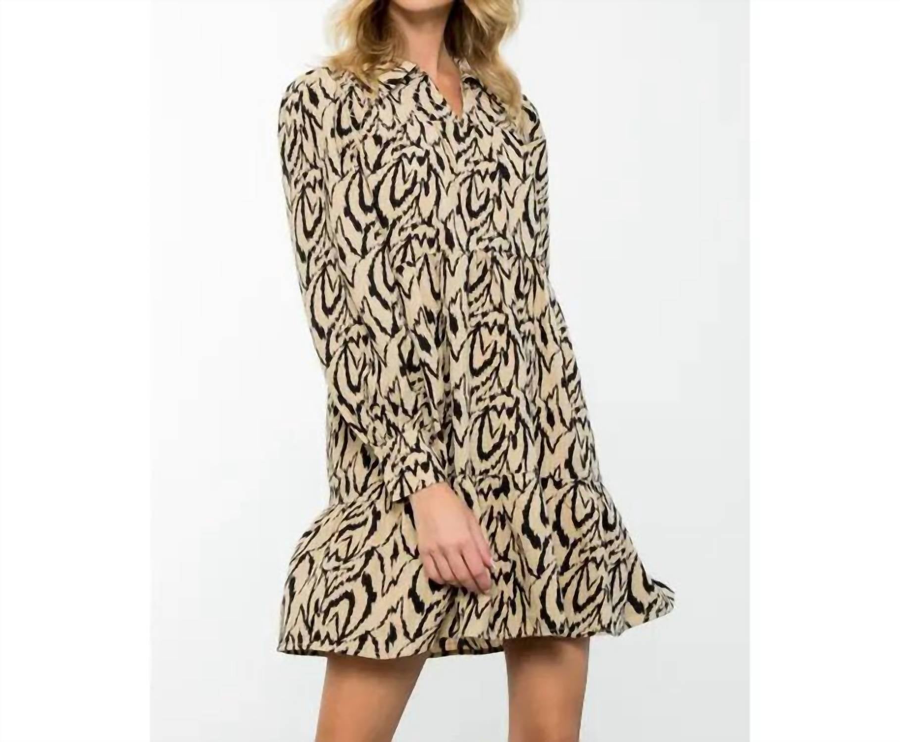 Thml - Long Sleeve Tiered Print Mini Dress