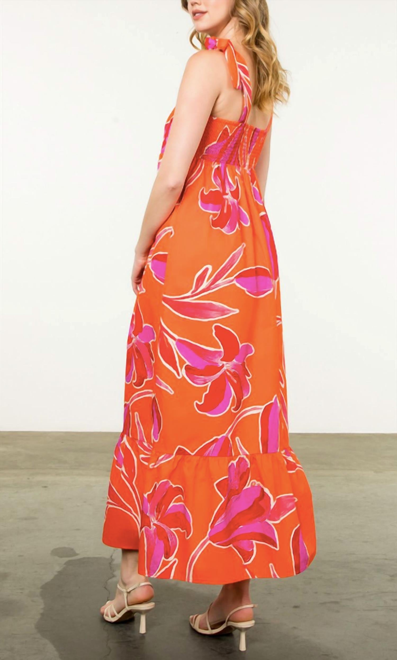 Thml - Tie Strap Flower Print Maxi Dress